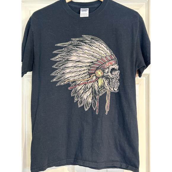 None and/or Unknown Other - Freedom Cycles Skull Chief Headress Motorcycles Tshirt